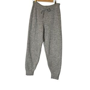 MNG Mango Sweater Joggers Womens Large Gray Drawstring Stretch Ribbed Fleece